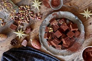 טראפלס שוקולד חמאת בוטנים ופיסטוקים טבעוני